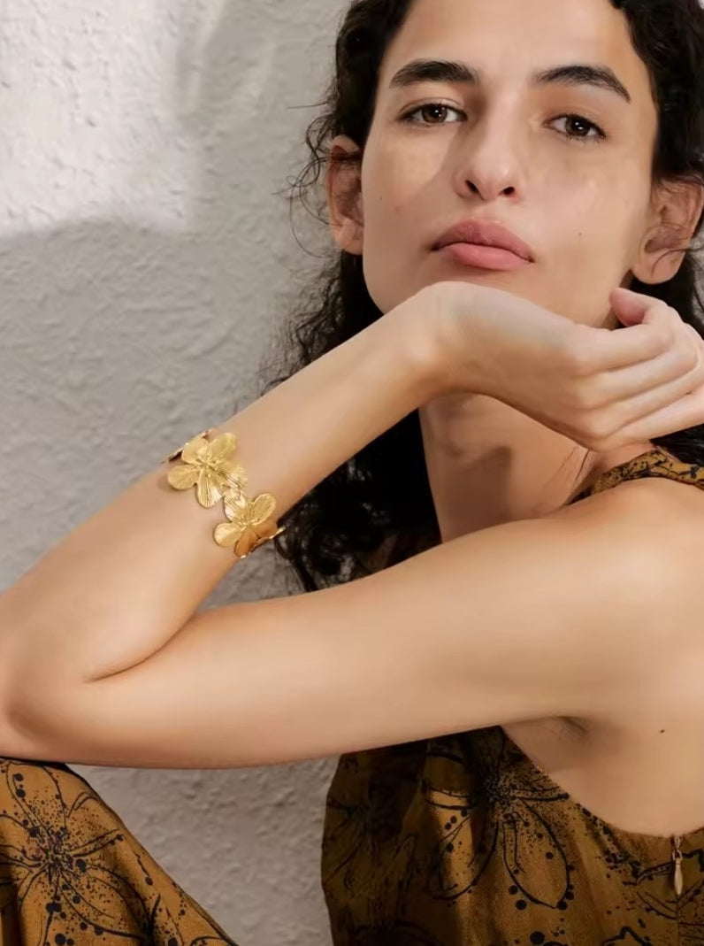 Camille | Floral open cuff bracelet