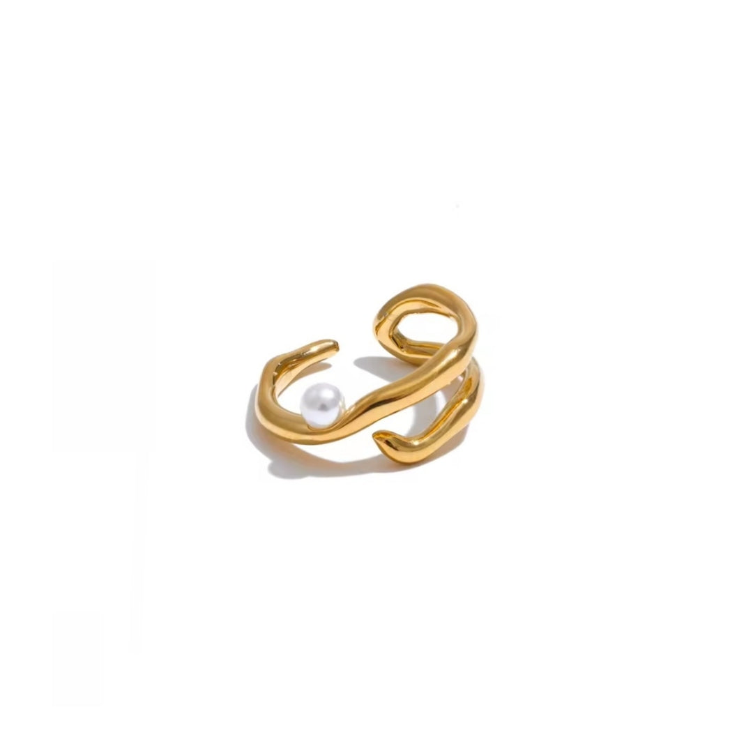 Néra | Bague géométrique perle